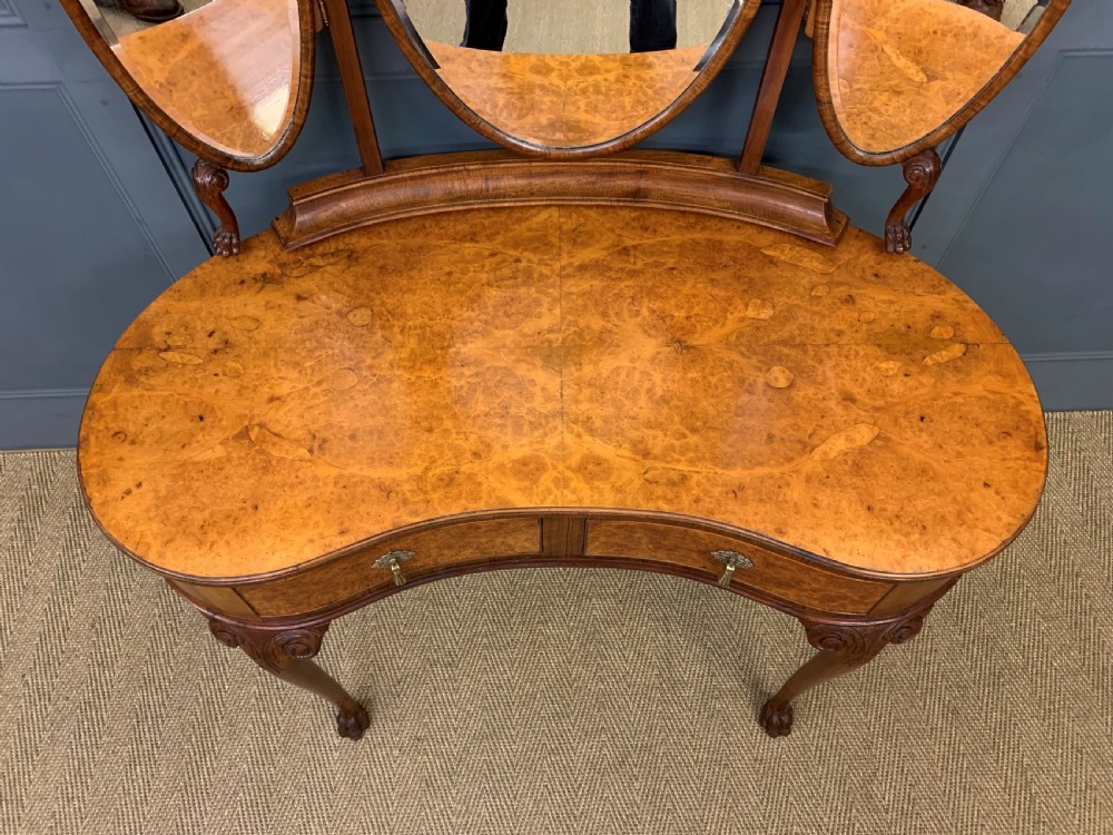 Kidney Shaped Burr Walnut Dressing Table View IV