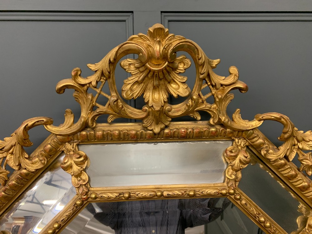 19th Century French Gilt Cushion Mirror View II