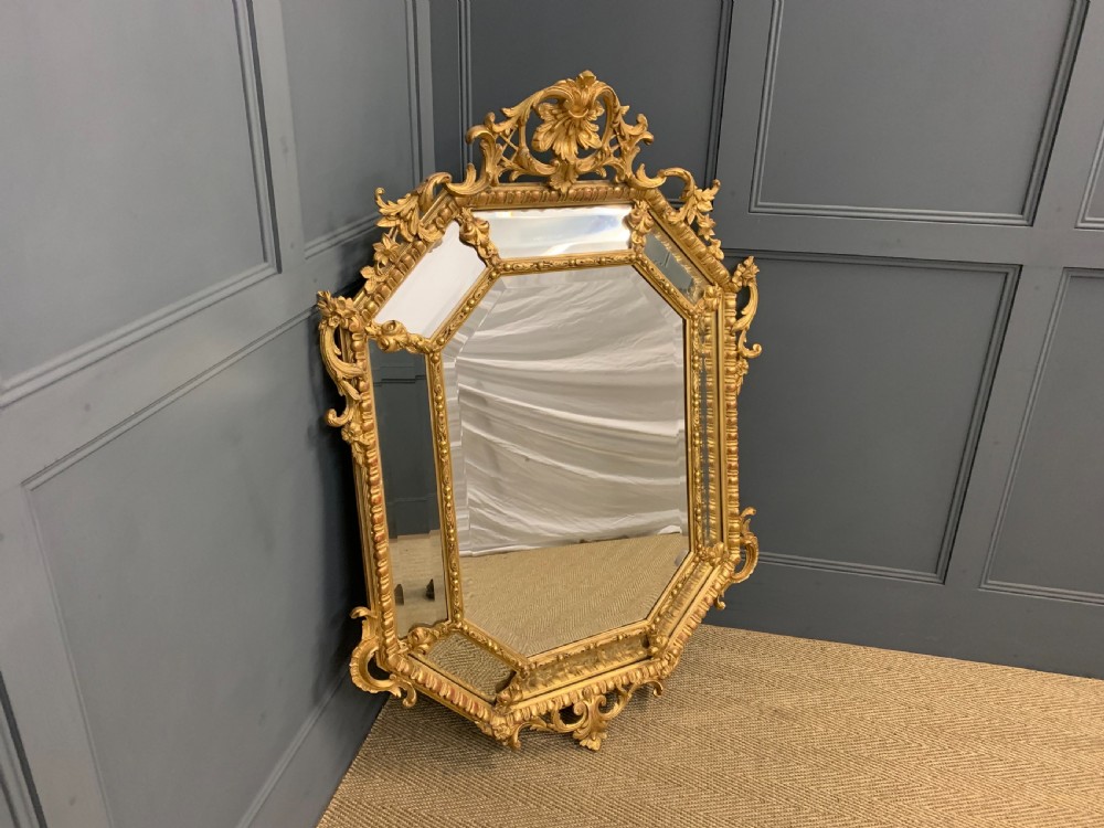 19th Century French Gilt Cushion Mirror View V