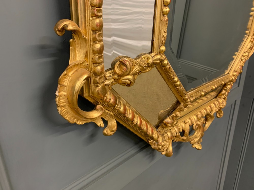 19th Century French Gilt Cushion Mirror View X