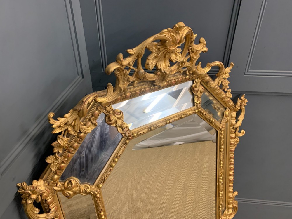 19th Century French Gilt Cushion Mirror View XII