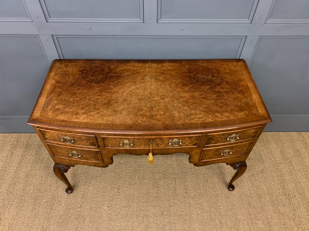 Bow Fronted Burr Walnut Table View II