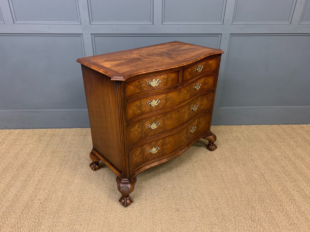 Serpentine Fronted Burr Walnut Chest of Drawers View III