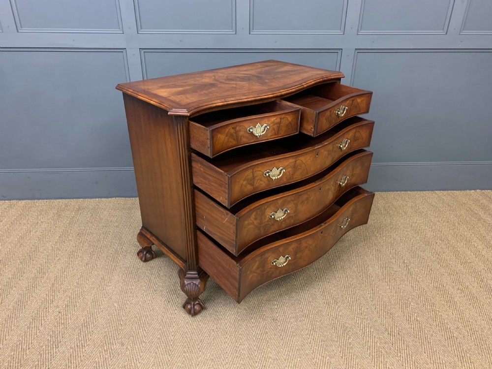 Serpentine Fronted Burr Walnut Chest of Drawers View IV