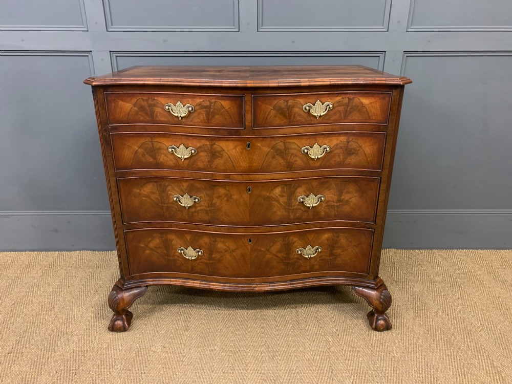 Serpentine Fronted Burr Walnut Chest of Drawers View VI