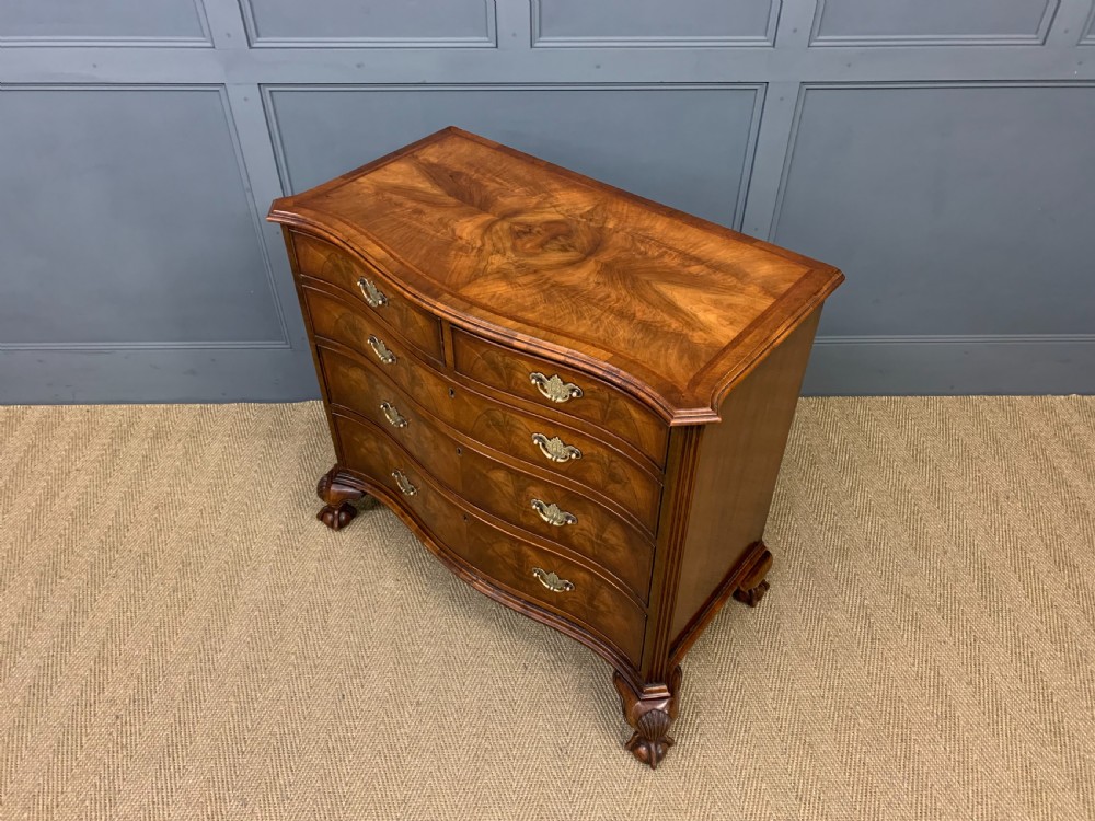 Serpentine Fronted Burr Walnut Chest of Drawers View XII