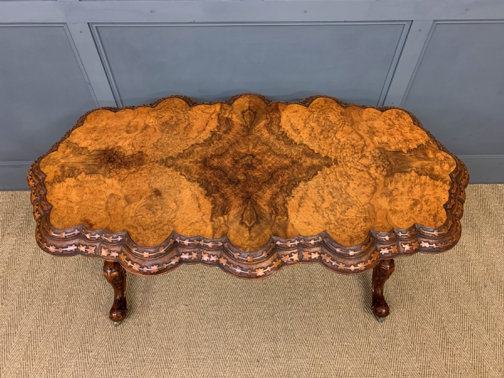 Victorian Burr Walnut Stretcher Table View III