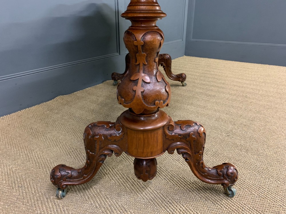 Victorian Burr Walnut Stretcher Table View V