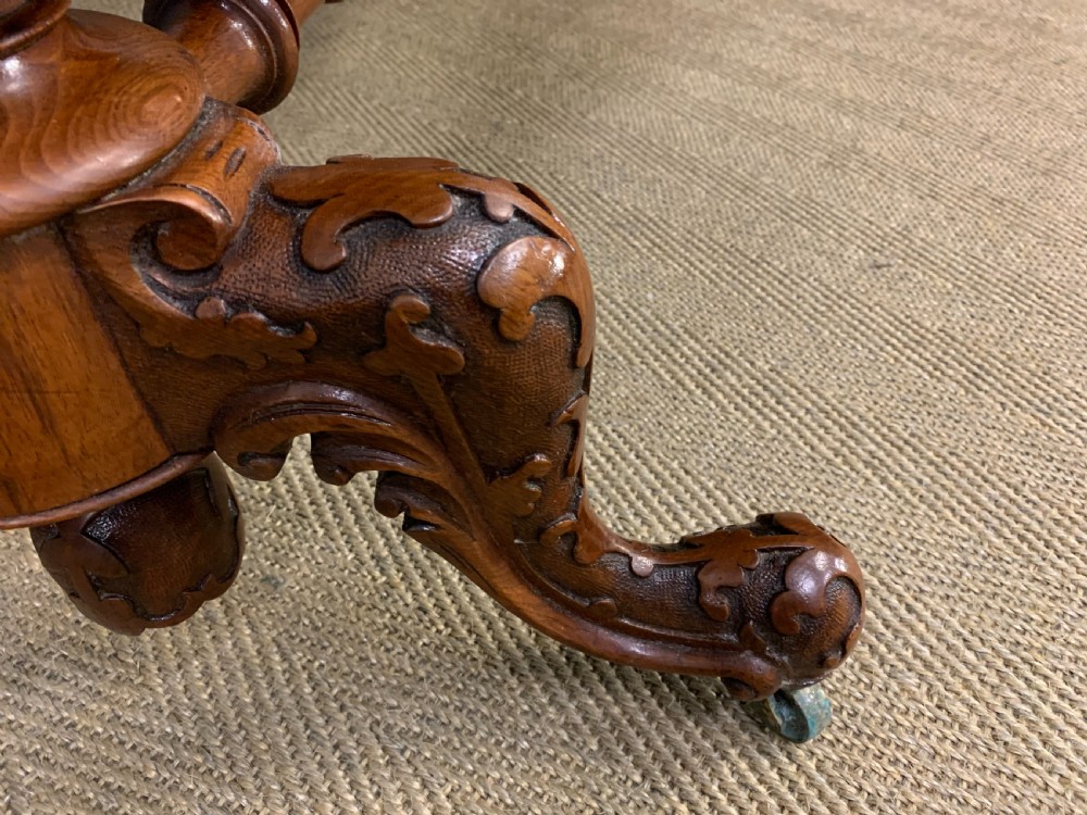 Victorian Burr Walnut Stretcher Table View XII