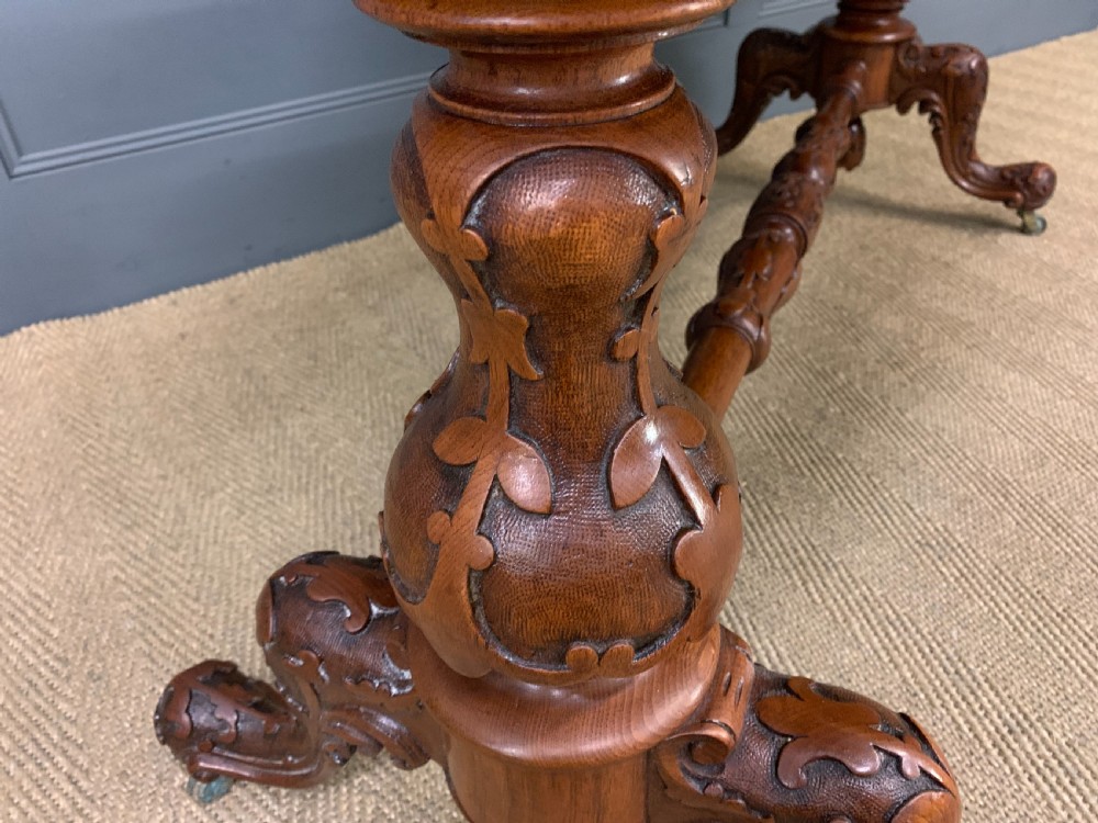 Victorian Burr Walnut Stretcher Table View XV