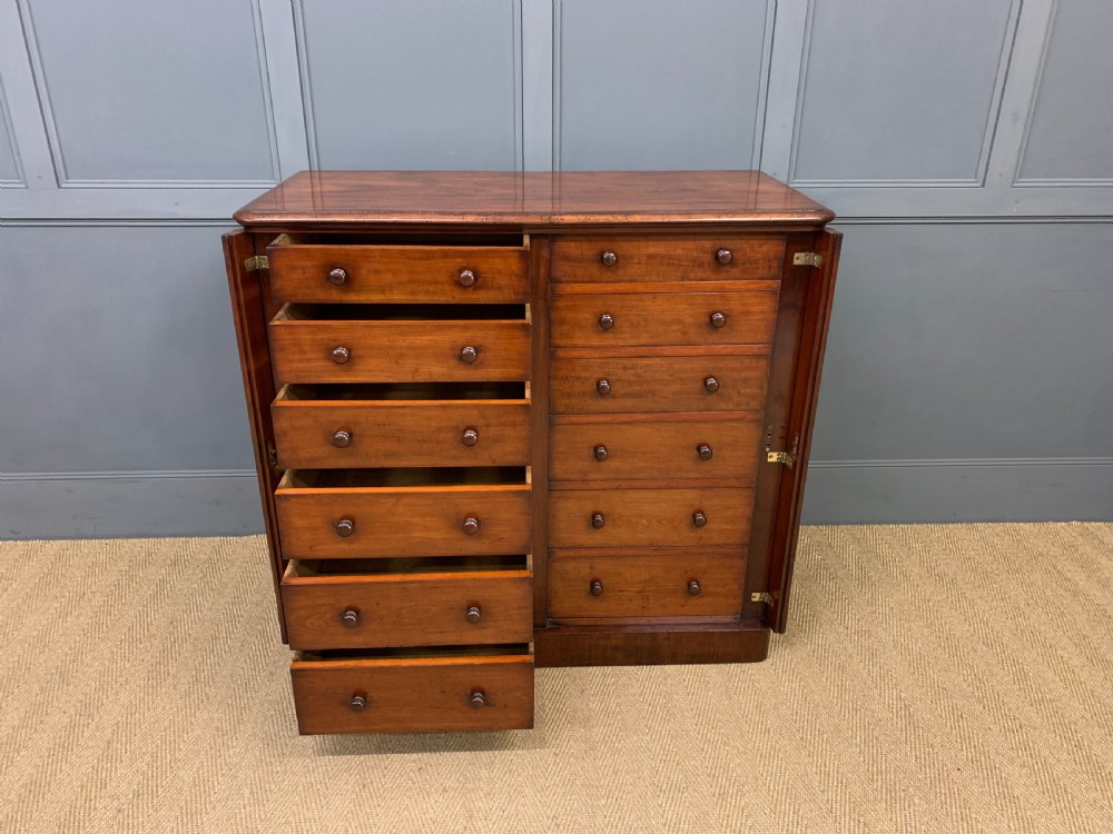 19th Century Mahogany Double Wellington Chest View X