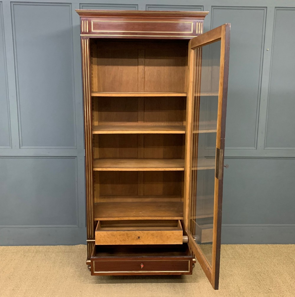 French Mahogany Brass Inlaid Bookcase View II