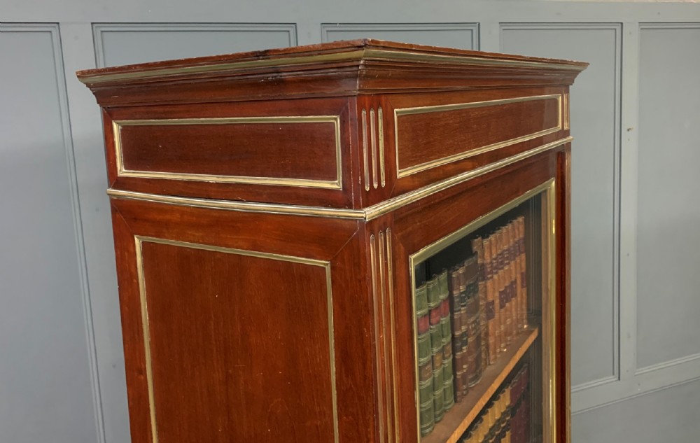French Mahogany Brass Inlaid Bookcase View XIV
