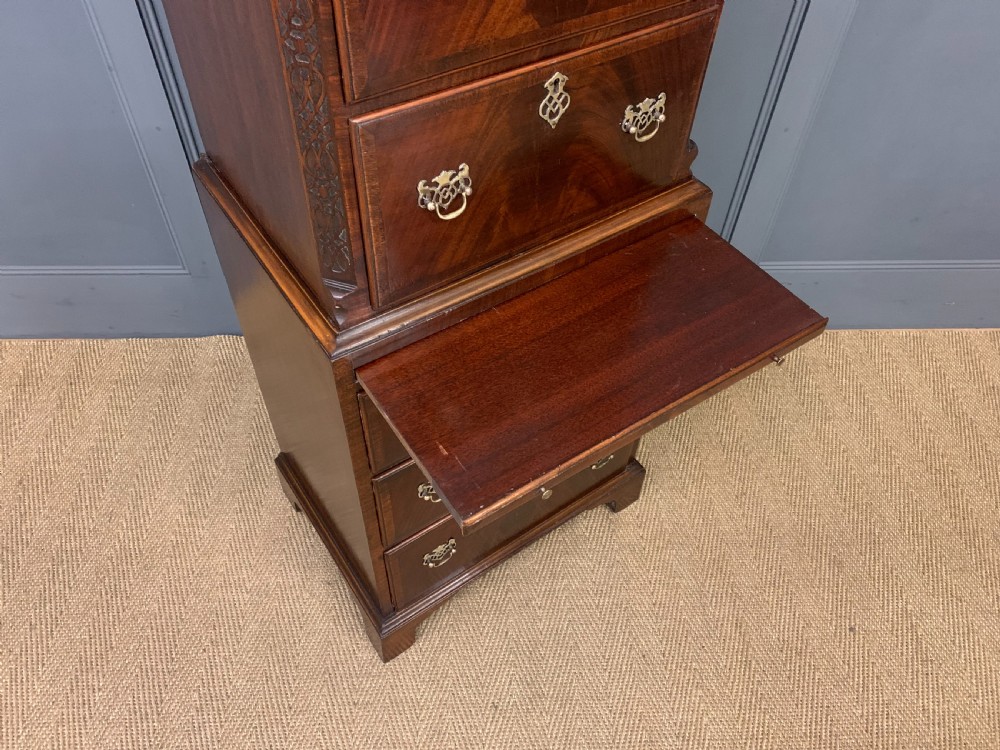 Chippendale Style Flame Mahogany Chest on Chest View IV