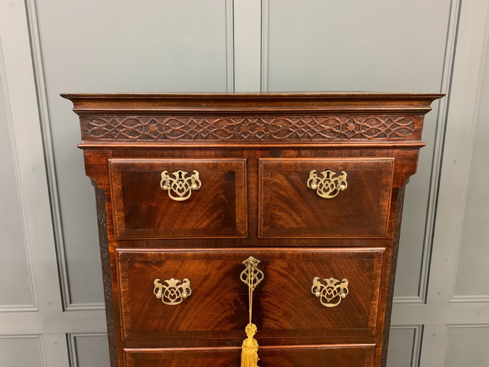 Chippendale Style Flame Mahogany Chest on Chest View VI