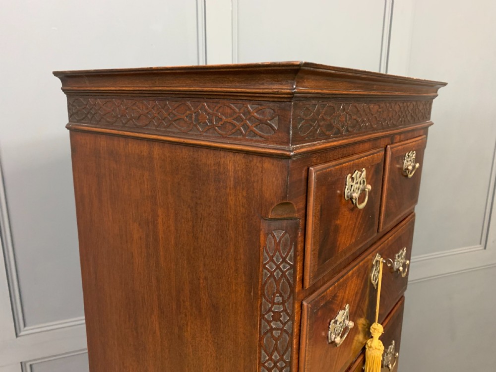 Chippendale Style Flame Mahogany Chest on Chest View XII