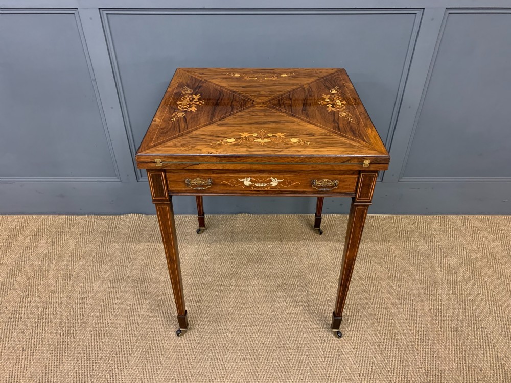Inlaid Rosewood Envelope Games Table