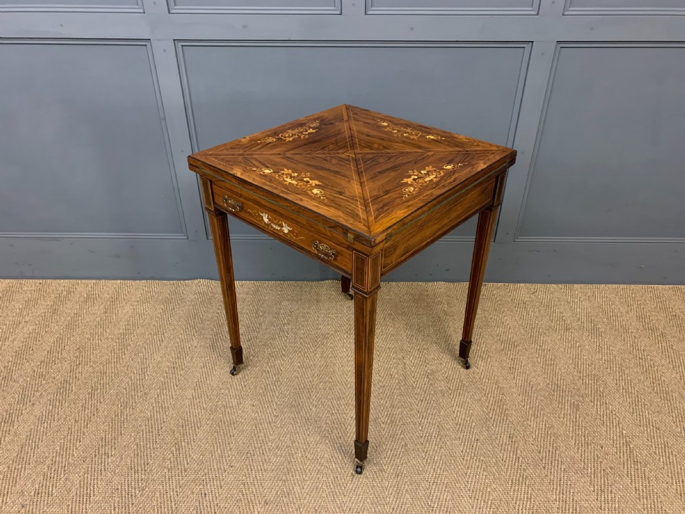 Inlaid Rosewood Envelope Games Table View XII