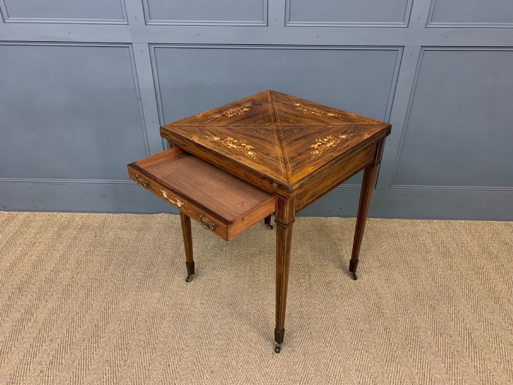 Inlaid Rosewood Envelope Games Table View XIV