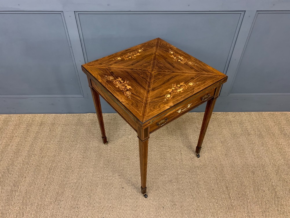 Inlaid Rosewood Envelope Games Table View XV