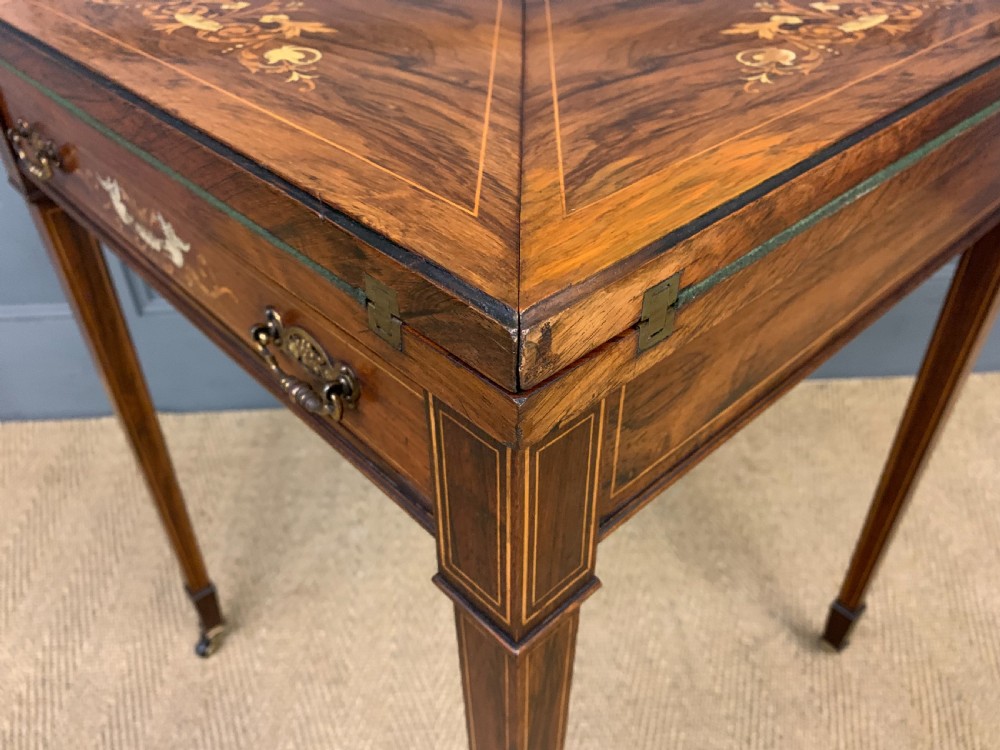 Inlaid Rosewood Envelope Games Table View XVI