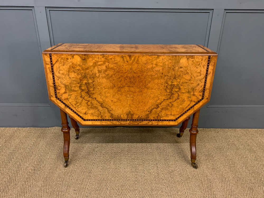 Victorian Inlaid Burr Walnut Sutherland Table View II