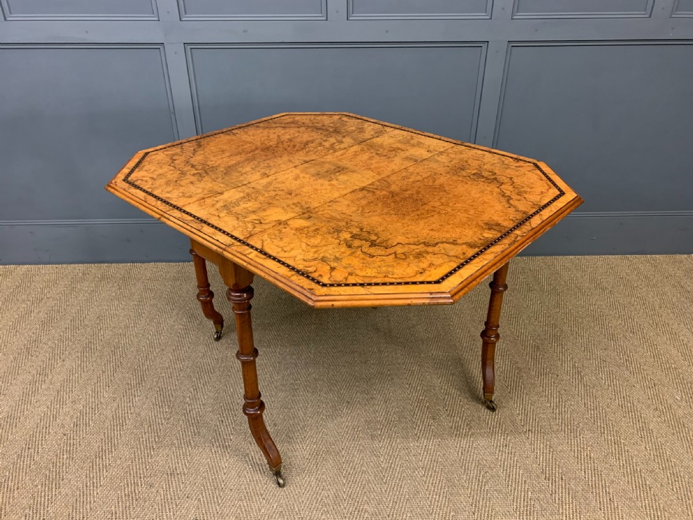 Victorian Inlaid Burr Walnut Sutherland Table View III