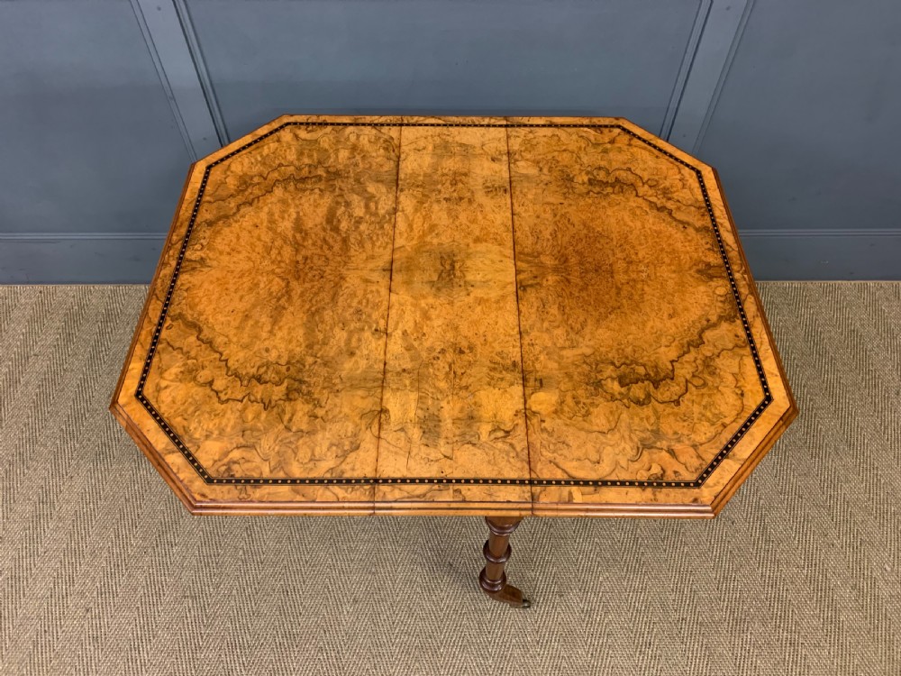 Victorian Inlaid Burr Walnut Sutherland Table View V