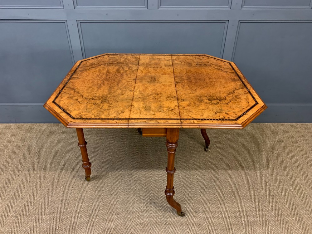 Victorian Inlaid Burr Walnut Sutherland Table View X