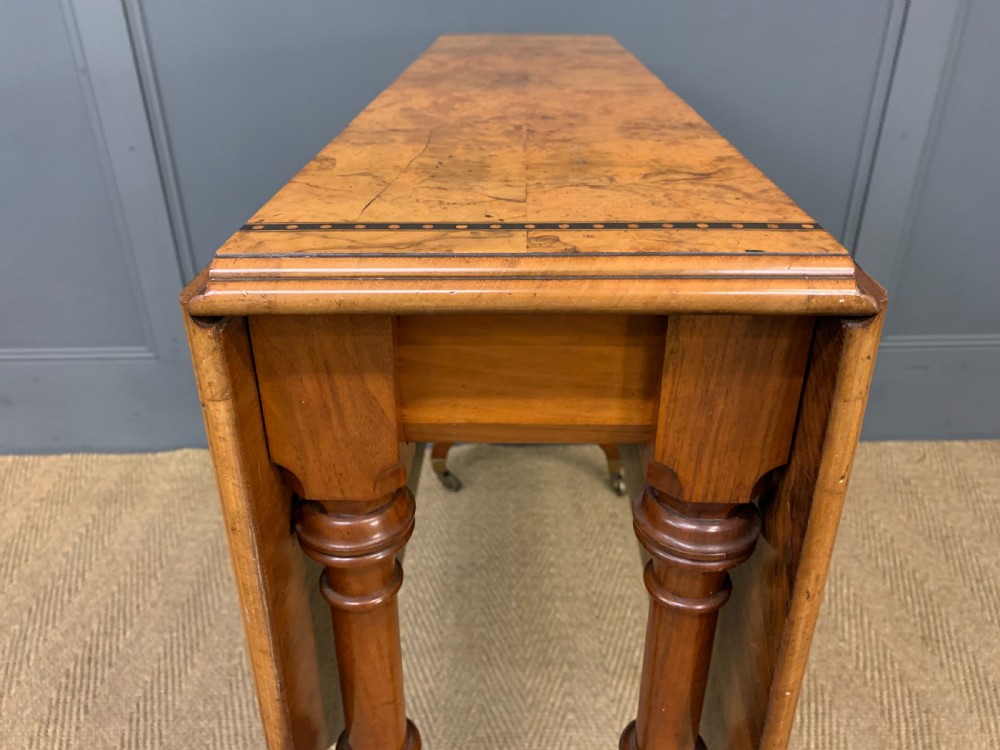 Victorian Inlaid Burr Walnut Sutherland Table View XI