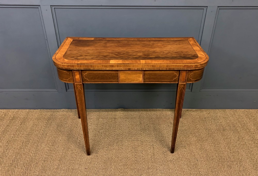 Georgian Inlaid Rosewood and Satinwood Card Table