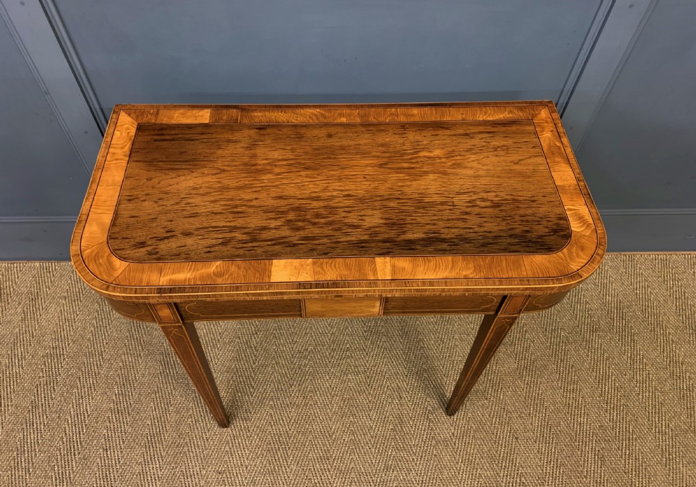 Georgian Inlaid Rosewood and Satinwood Card Table View II