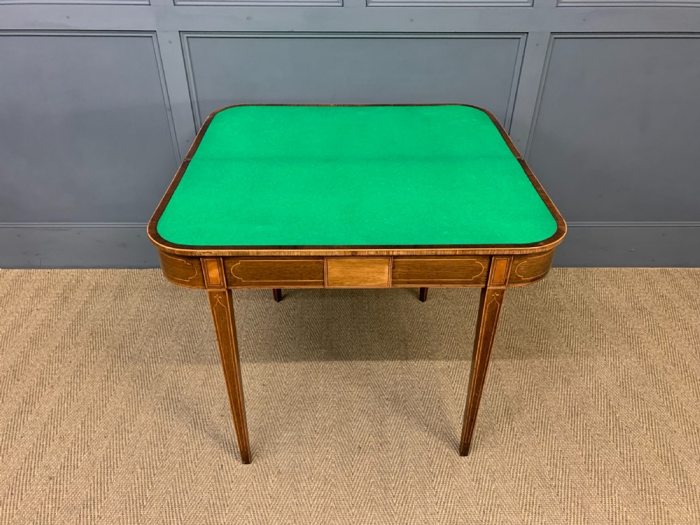 Georgian Inlaid Rosewood and Satinwood Card Table View IV