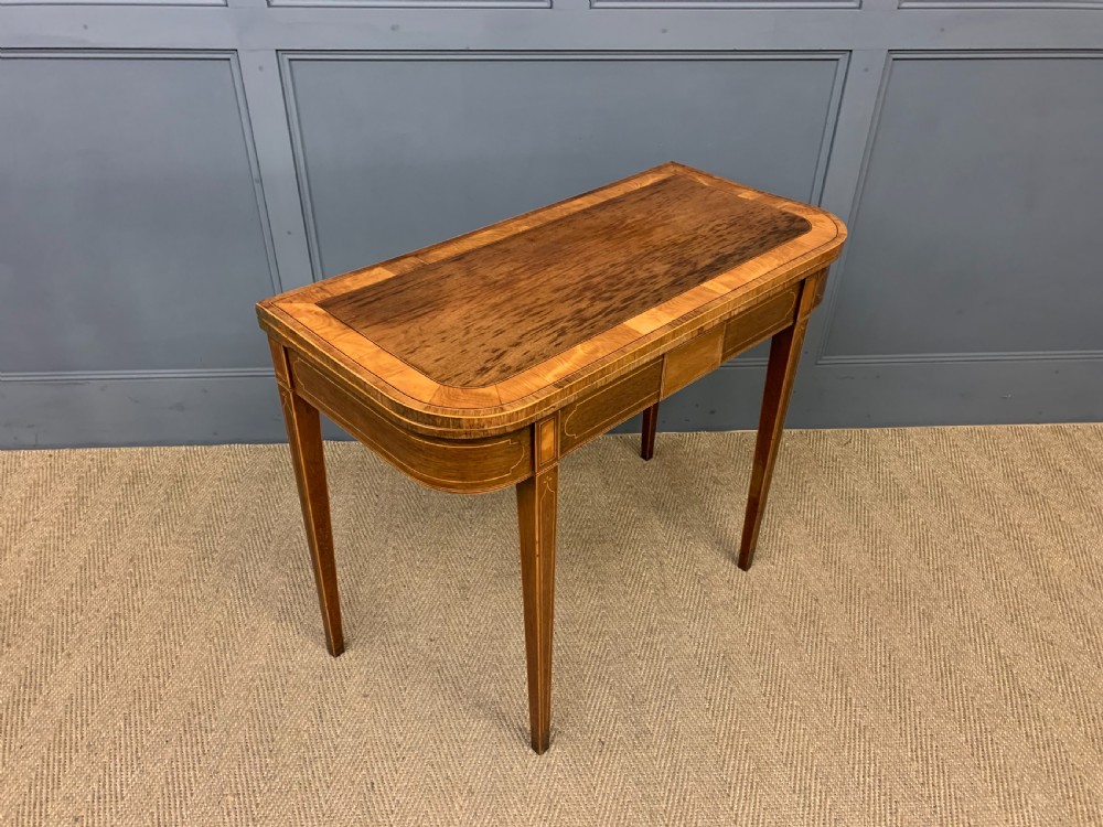 Georgian Inlaid Rosewood and Satinwood Card Table View V