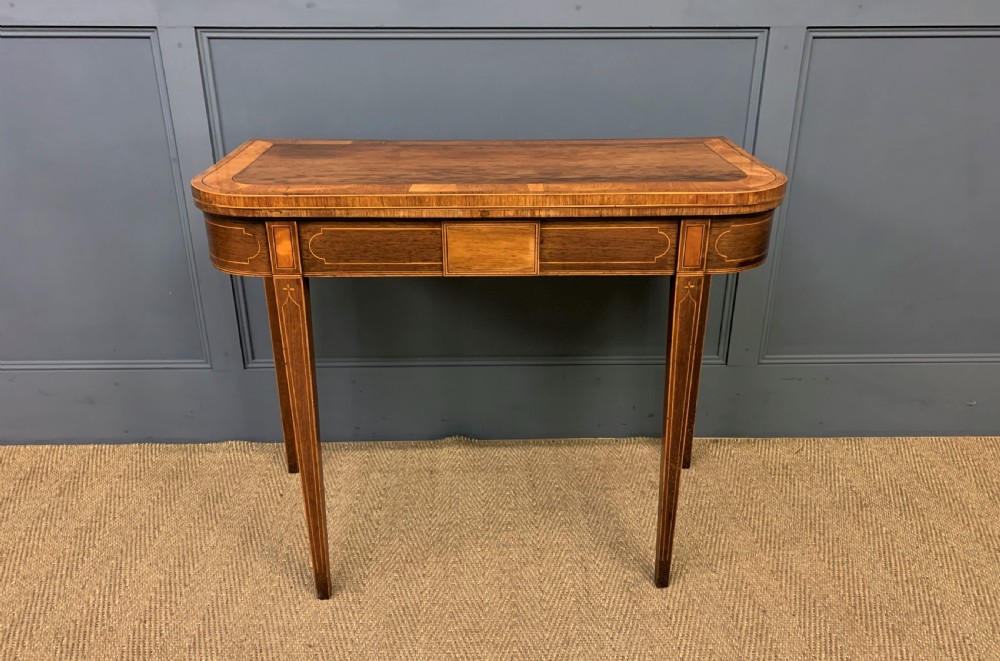 Georgian Inlaid Rosewood and Satinwood Card Table View VI
