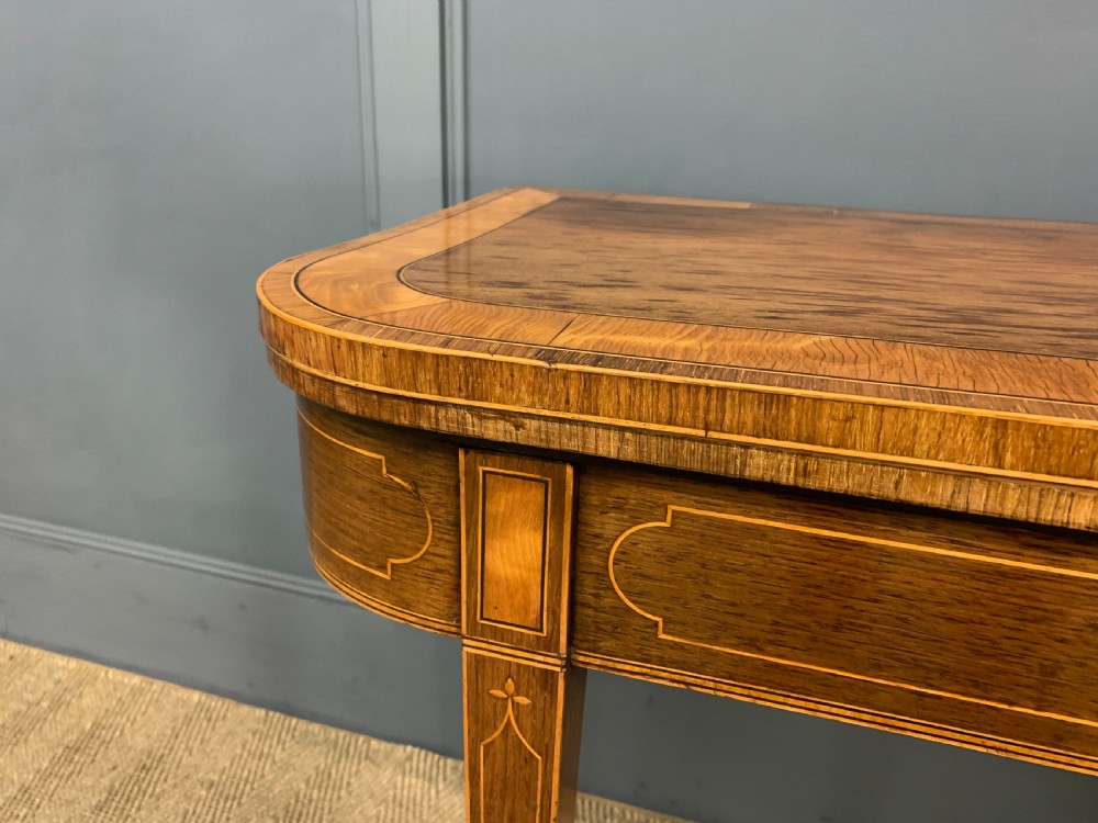 Georgian Inlaid Rosewood and Satinwood Card Table View VII
