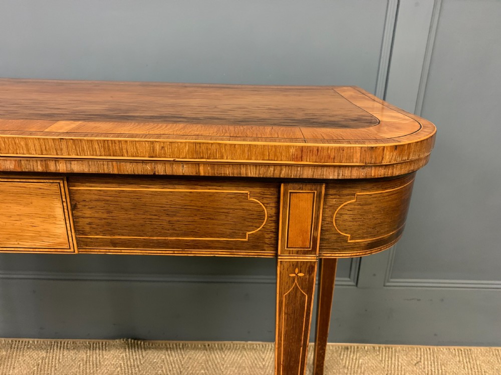 Georgian Inlaid Rosewood and Satinwood Card Table View VIII