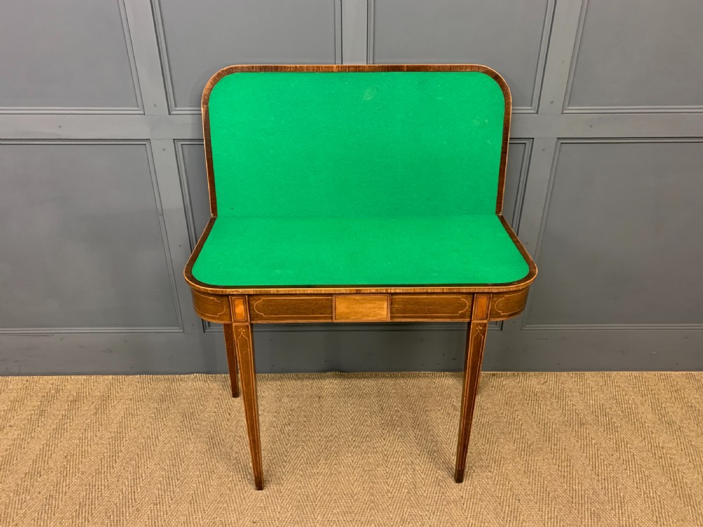 Georgian Inlaid Rosewood and Satinwood Card Table View X
