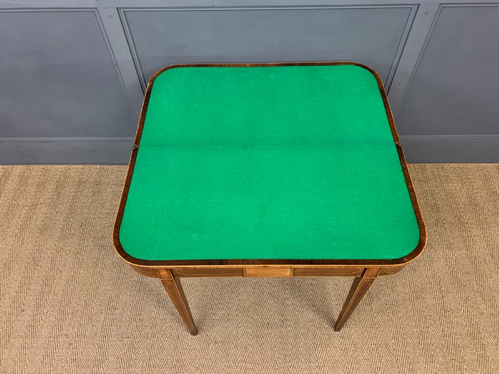 Georgian Inlaid Rosewood and Satinwood Card Table View XI