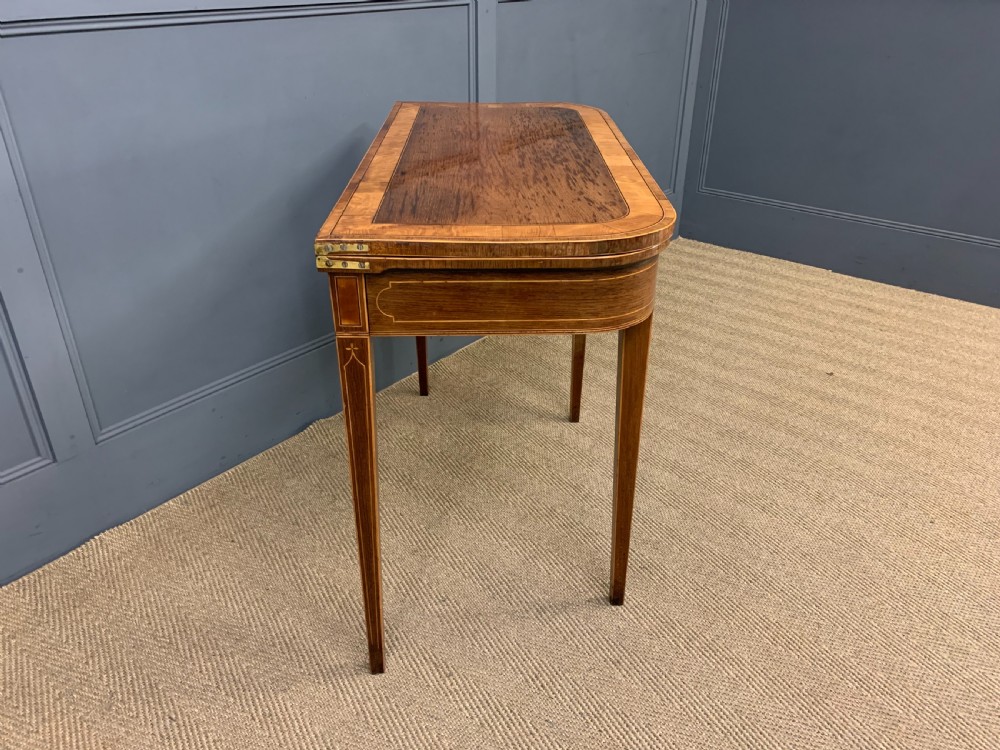 Georgian Inlaid Rosewood and Satinwood Card Table View XIII