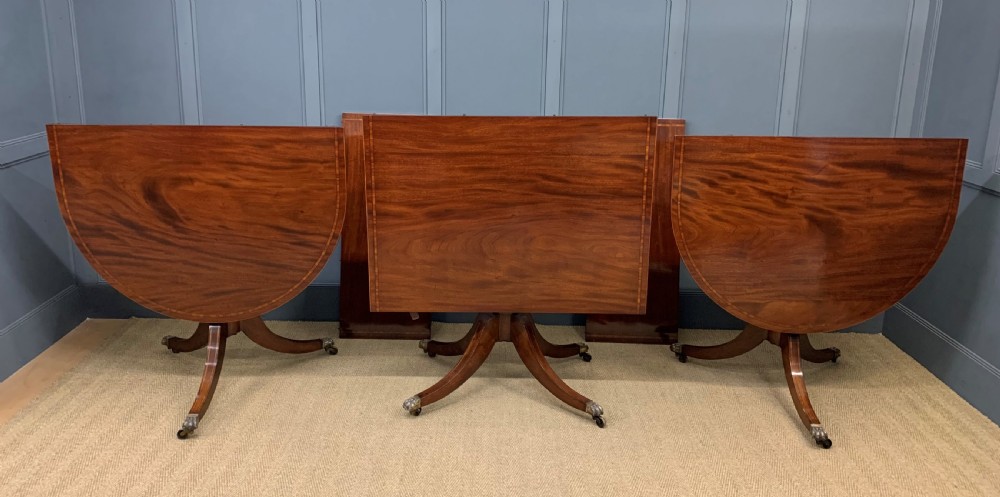 Flame Mahogany Triple Pillar Dining Table View V