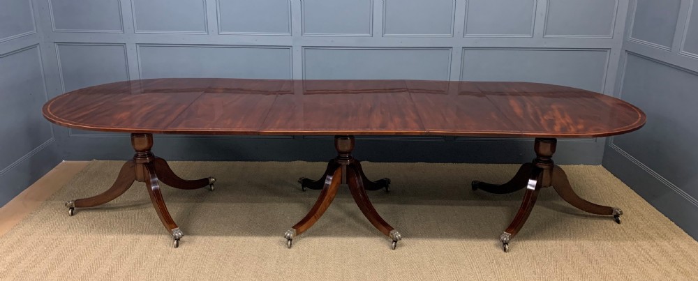 Flame Mahogany Triple Pillar Dining Table View VI