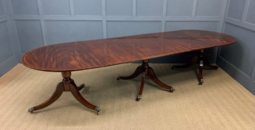 Flame Mahogany Triple Pillar Dining Table View XV