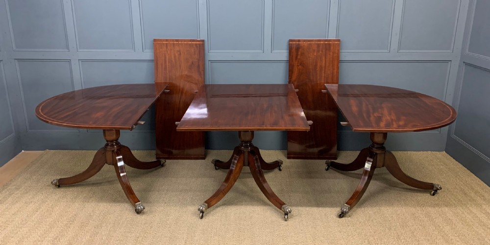 Flame Mahogany Triple Pillar Dining Table View XVI