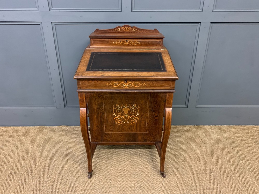 Late Victorian Inlaid Rosewood Davenport