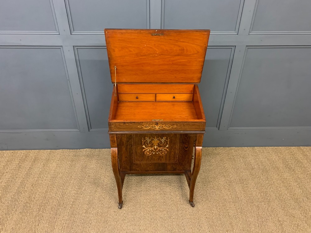 Late Victorian Inlaid Rosewood Davenport View IX
