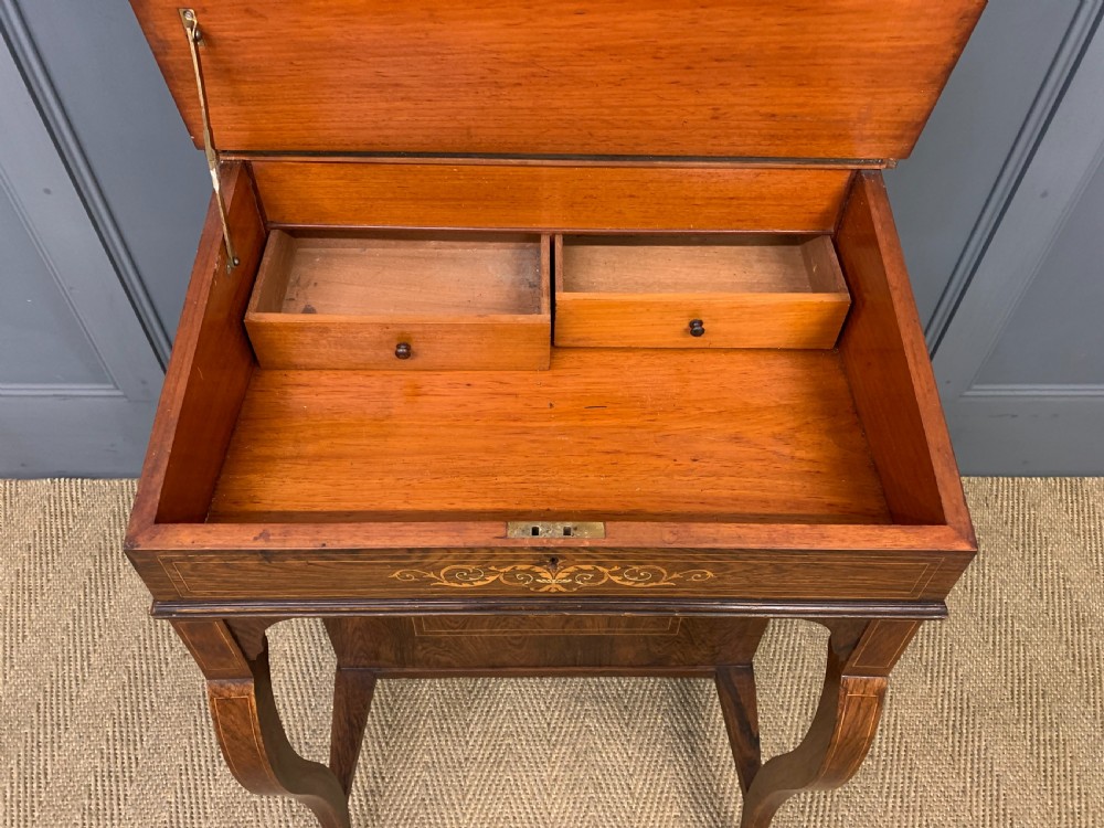 Late Victorian Inlaid Rosewood Davenport View X