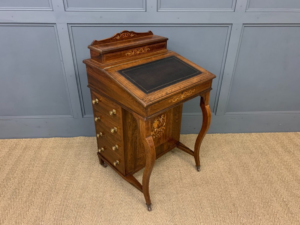 Late Victorian Inlaid Rosewood Davenport View XI