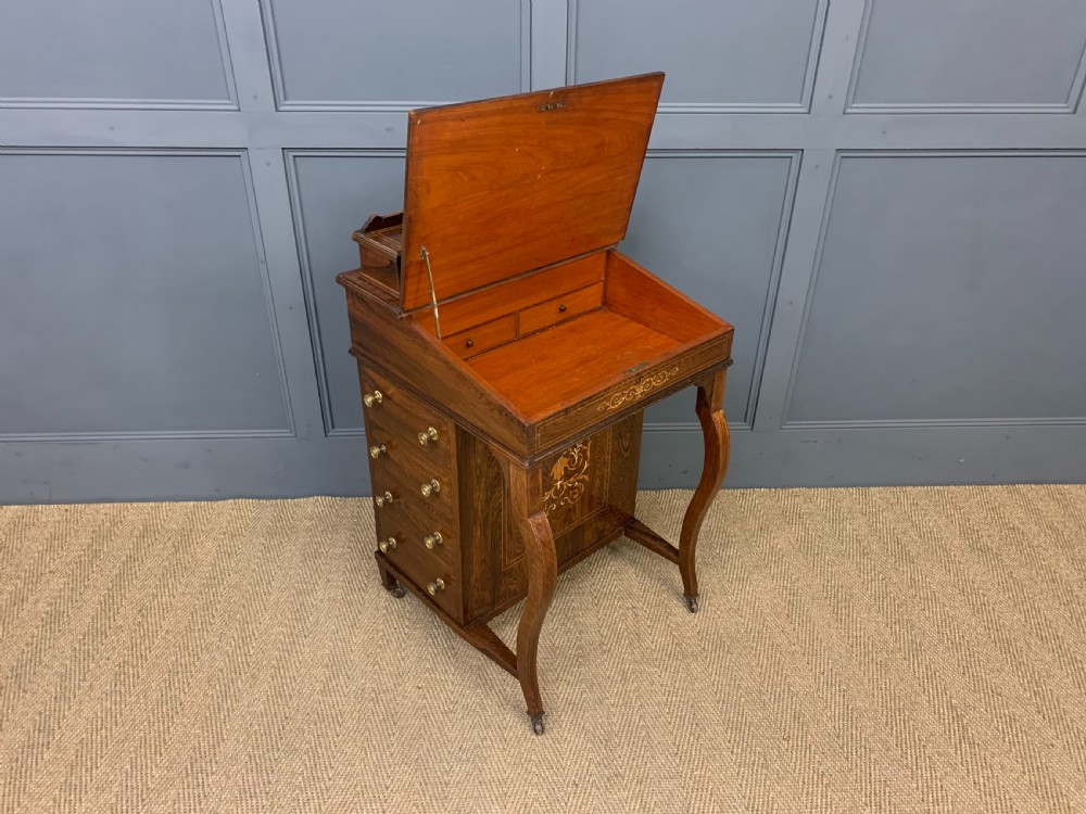 Late Victorian Inlaid Rosewood Davenport View XV