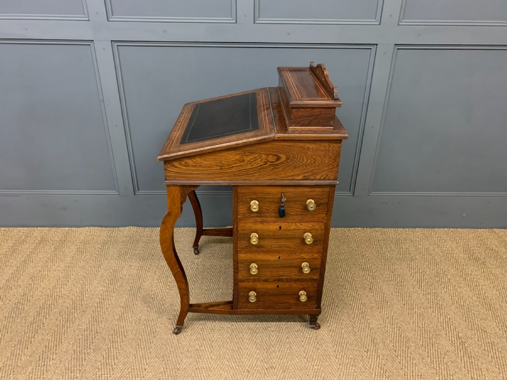 Late Victorian Inlaid Rosewood Davenport View XVII